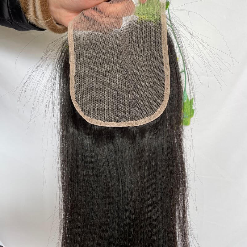 5x5 Lace Closure Transparent HD Lace Yaki Straight Natural Color Indian Human Hair Lace Top Closures Bleached Knots with Baby Hair - Image 4