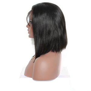Alternative view of 250% Density Short Straight Human Hair Bob Wig For Women Natural Color Lace Front Human Hair Wigs