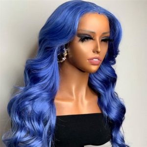 Straight Blue Lace Front Human Hair Wigs For Black Women 150% Density Remy Malaysian Lace Frontal Wigs Pre Plucked Closure Wig - Image 5
