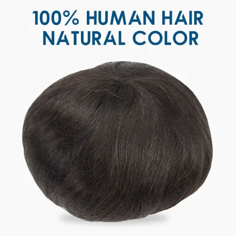 Toupee for Men Fine Mono Top around PU Thin Skin Base 100% Remy European Human Hair piece 1B Hair Replacement System 10x8 10x7 9x7 - Image 2