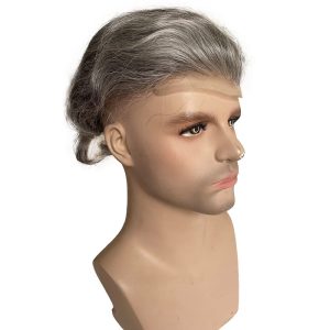 Men's Toupee PU Base With Frontal Swiss Lace Net 100% Virgin Human Hair Hairpieces Replacement System For Men 10x8 "Base Size - Image 25