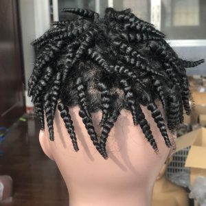 Toupee for Men Hair PU Mono Lace Men's Wig 100% Human Hair Pieces Curly 1B# Off Black Color 10" x 8"Human Hair Mens Toupee Hair - Image 3