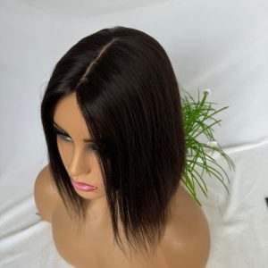 Alternative view of Natural Black 7x13cm Silk Base Human Hair Topper With Clips In Silk Top 100%  Cambodian Human  HairToupee for Women Hairpiece