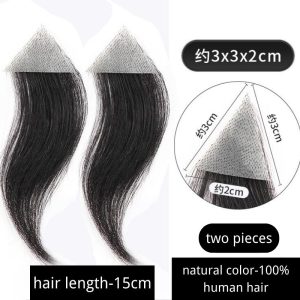 Men's V Loop Frontal Toupee Men's PU Human Hair Hairline 100% Real Human Hair Forehead Hair Patch Hairpiece Sideburns Toupee Men Invisible Seamless Ultra Thin Skin PU Men's Hair System 1B Color - Image 6
