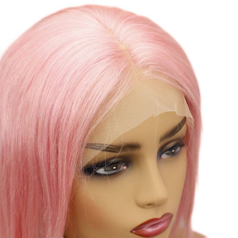 Light Pink Bob Colored 13x4 lace Front Wigs Human Hair Wigs Transparent Peruvian Remy Short Bob Lace Front Wigs Pre plucked Wig 150% - Image 5