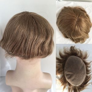Pwigs Hairpiece Full French Lace Mens Toupee Bleached Knots Men Toupee Human Hair Wig Indian Remy Hair System Breathable 8x10 Toupee 18# Color - Image 11