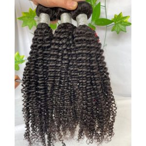 Kinky Curly Human Hair Bundles Brazilian Hair Weft 4 Bundles Natural Color Remy Hair Extensions - Image 4