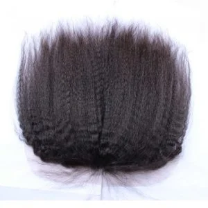Alternative view of 13x6 Mongolian Kinky Straight Lace Frontal Closure Bleached Knots Coarse Yaki Lace Frontal Free 3 Part Kinky Straight Frontal