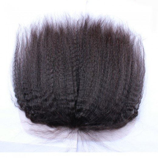 13x6 Mongolian Kinky Straight Lace Frontal Closure Bleached Knots Coarse Yaki Lace Frontal Free 3 Part Kinky Straight Frontal - Image 2