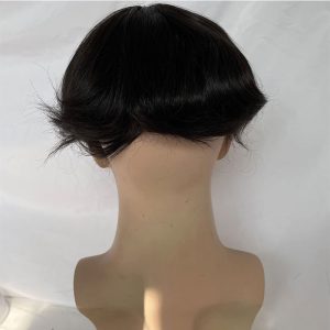 Pwigs Q6 Base for Men French Lace Front Mens Toupee Poly Lace Skin Hair System Mens Hairpiece Front Bleached Knot Natural Hairline Wig - Image 6