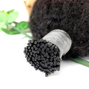 Alternative view of Virgin Afro Kinky Curly I Tips I Tip Hair Extensions 4B 4C Kinky Curly I Tip Brazilian Hair Extension