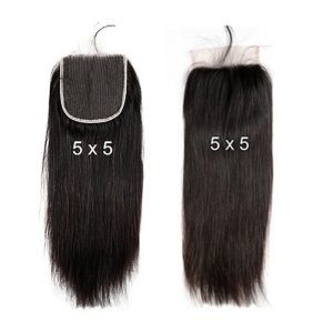 5x5 Straight Lace Closure With Baby Human Hair With Bundles Brazilian Remy Hair Closure Free Part Natural Color - Image 4