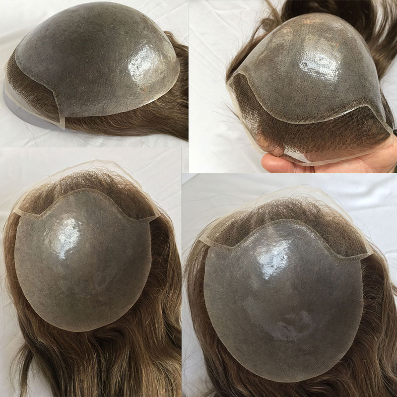 Toupee for Men Human Hair Men's Thin Skin Hair system with French Lace Hair Line Front 8x10 Inches Men Wigs Touppe For Black Men 22# color - Image 37