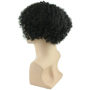 Afro Kinky Curly Short Wig Brazilian Remy Human Hair 130% Density Short Wig Toupee Hairpiece for Men (Black) - Image 5