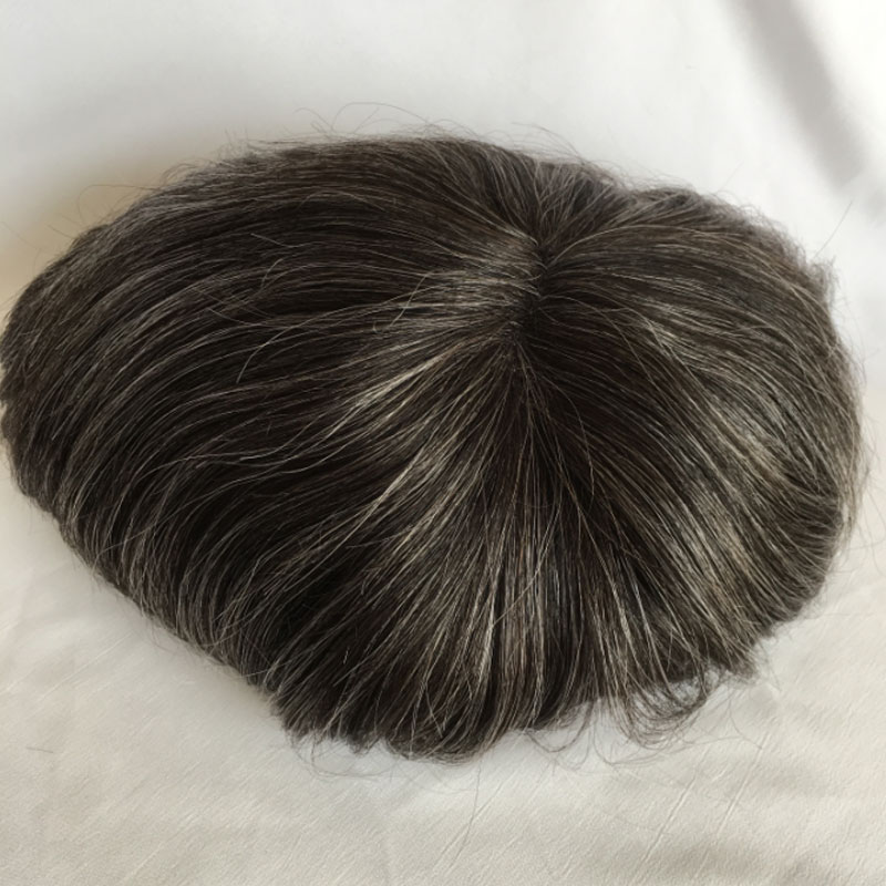Men's Toupee 10x8 Human Hair 5# Color Mix 10% Grey HairThin Skin Hairpiece Hair Replacement System Monofilament Net Base for Men - Image 22