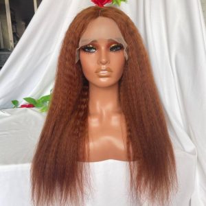 Reddish Brown Colored Italian Yaki Straight Brazilian Human Hair 13X4 Lace Front Wig Pre Plucked 100% Human Hair Wigs For Women