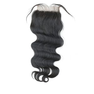 Hair Free Part 1pc 4x4 Lace Closure with Virgin Brazilian Human Hair 3 Bundles Weaves Body Wave Natural Color - Image 4
