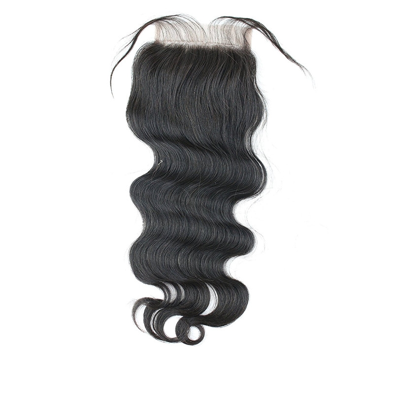 Hair Free Part 1pc 4x4 Lace Closure with Virgin Brazilian Human Hair 3 Bundles Weaves Body Wave Natural Color - Image 4