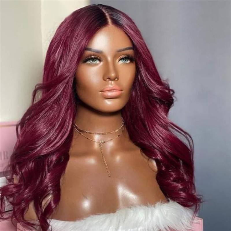 99J Burgundy Lace Front Human Hair Wigs For Women Red Wine Pre Plucked Body Wave Lace Wigs 150% Density Brazilian Remy Hair Wig - Image 4