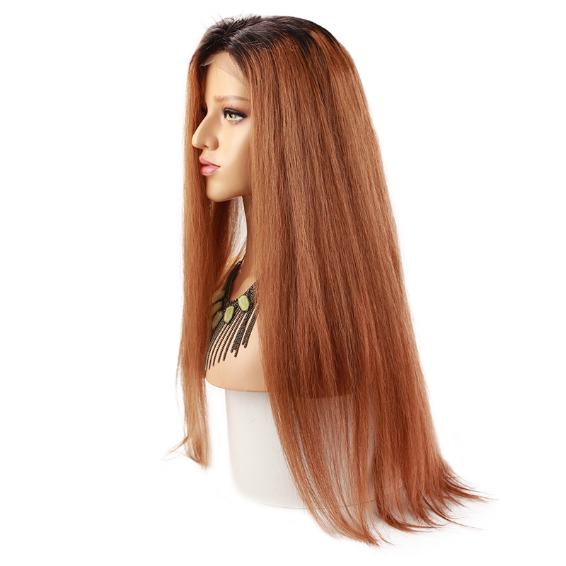 Ombre Full Lace Human Hair Wig #1BT30 Brazilian Silky Straight Human Hair Wig with Natural Baby Hair Free Part Bleached Knots - Image 3