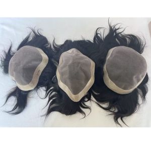 Toupee for Men Fine Mono Top around PU Thin Skin Base 100% Remy European Human Hair piece 1B Hair Replacement System 10x8 10x7 9x7 - Image 4