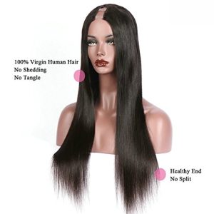 U Part Wigs Human Hair For Black Women Silky Straight Middle Part 1x4 U Parting Brazilian Remy Hair Natural Color - Image 5
