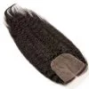 Natuural Color Kinky Sraight Brazalian Remy Hair Silk Base Lace Closure 4x4inchs For Sale