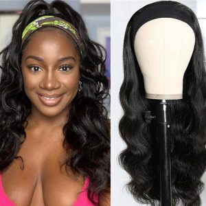 Alternative view of Headband Wig Body Wave Human Hair Wigs For Black Women Brazilian Virgin Hair Glueless None Lace Front Wigs With Headband Machine Made