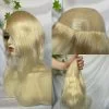 Human Hair Wigs Blonde Color Full Skin Pu Base 12 Inch For Women  8x10 613 Blonde Color Thin Skin Base Hair For Men 12 Inch