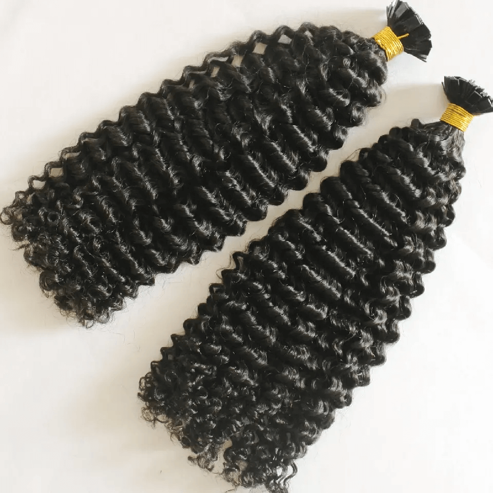 Indian K Tip Hair Extensions Human Hair Curly Flat K Tip Extensions Curly K Flat Tip Virgin Hair Keratin Flat Microlinks Raw Hair Extensions for Black Women - Image 5