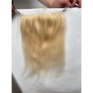V Loop Front Hairline Full PU Long Hairline Toupee 100% Human Hair Hair Piece 100% Human Hairpiece for Men and Women Male Replacement 613 Blonde Hair Patch - Image 7