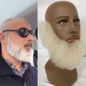 Pwigs Human Hair Lace Afro Curl Face Beard Mustache For American Black Men Realistic Makeup Lace Base Replacement System - Image 10