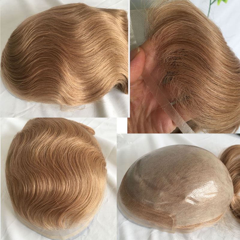 Toupee for Men Human Hair Men's Thin Skin Hair system with French Lace Hair Line Front 8x10 Inches Men Wigs Touppe For Black Men 22# color - Image 43
