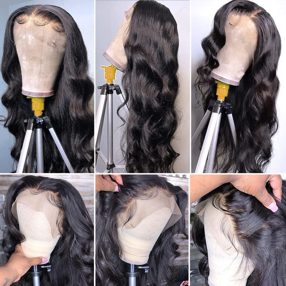 13x4 Body Wave Lace Front Wigs Human Hair 24 Inch HD Lace Front Wigs Human Hair Pre Plucked 180 Density Glueless Lace Front Human Hair Wigs for Black Women 100% Brazilian Body Wave Frontal Wigs - Image 2