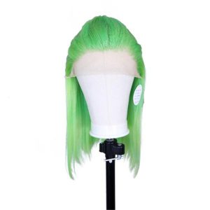 Human Hair Lace Front Wig Lime Green Color Straight Style