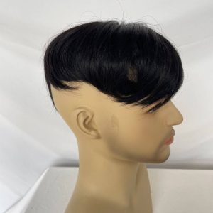 Pwigs Toupee for Men 100%Human Hair Toupee Swiss Lace Toupee For Men With NPU Around Clip In Hair System Toupee 1B Color Hair Piece European Human Hair Men Toupee Natural Hairline Hair System Hair Men Wigs - Image 4
