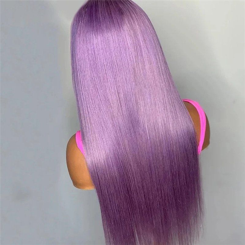 Transparent Purple Lace Front Wig Straight Colored Human Hair Wigs For Women Brazilian Hair Purple Ombre Human Hair Wig 150% - Image 5