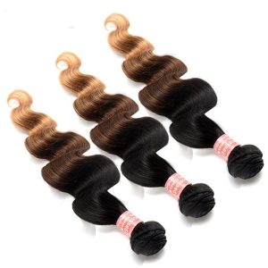 Affordable Body Wave 1B/4/27 Ombre Color Brazilian Human Hair Weave 4 Bundles - Image 3
