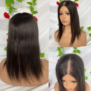 Natural Black Silk Base Human Hair Topper With Clips In Silk Top Virgin European Hair Toupee for Women Hairpiece 13X15cm Silk Base Closure Toupee for Woman - Image 5