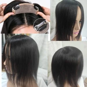 Skin Base Human Hair Topper With Clips In Silk Top Virgin European Hair Toupee for Women Fine Hairpiece 13X15cm Silk Base Closure