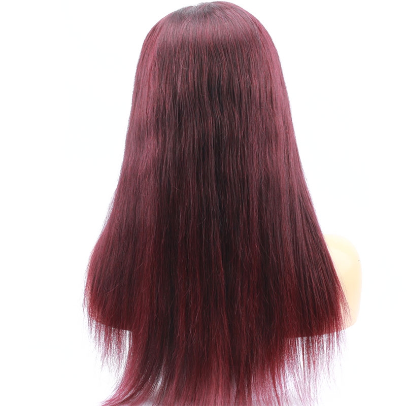 99j Ombre Color Straight Human Hair Brazilian Human Hair with Baby Hair Lace Wig for Black Women - Image 5