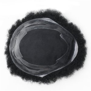 Human Hair Afro Curly Mens Toupee Hairpiece Wig Base with Hard PU Reforced Size 10x8 inch #1B Off Black - Image 12