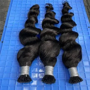Alternative view of Loose Wave I Tip Hair Extensions Microlink Human Hair Extensions For Black Women Brazilian Virgin Bulk Hair Bundles Pwigs