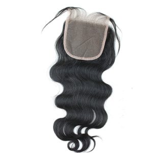 Hair Free Part 1pc 4x4 Lace Closure with Virgin Brazilian Human Hair 3 Bundles Weaves Body Wave Natural Color - Image 5