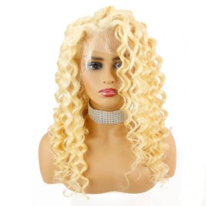 Deep Wave Color #613 Human Hair Lace Wigs Pre Plucked Natural Hair Line Natural Baby Hair Around Brazilian Hair (22inch) - Image 5
