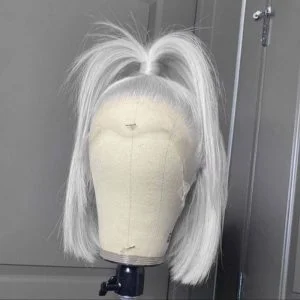 Alternative view of Bob HD Lace Wig 13x4 13X6 Straight  Silver Color Cambodian Human Hair Wigs Pre Plucked Grey Lace Front  Wig 150% Density