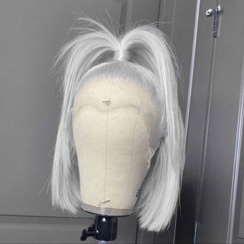 Bob HD Lace Wig 13x4 13X6 Straight Silver Color Cambodian Human Hair Wigs Pre Plucked Grey Lace Front Wig 150% Density - Image 2