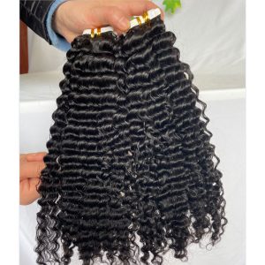 Brazilian Tape in Human Hair Extensions For Women Skin Weft Tape in Hair Deep Wave Curly 100% Human Hair Extensions 40pcs 100g - Image 5