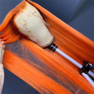 Straight Ginger Orange HD Lace Front Wig Pre Plucked Peruvian Remy Hair Orange Ombre Colored Human Hair Wigs For Women - Image 3