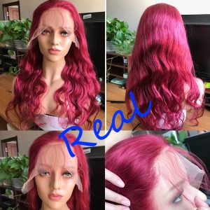 Red Color Malaysian Remy Hair Body Wave Lace Front Wig Bleached Knots 13X6 Cap Construction Human Hair Wigs 130% Density BURG Hair Color - Image 7